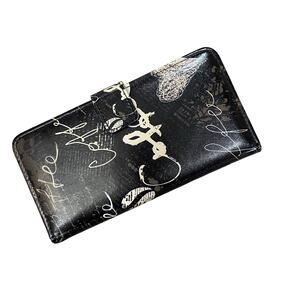 iPhone XS Max Wallet Case Graffiti Art Card Slots Snap Closure Black